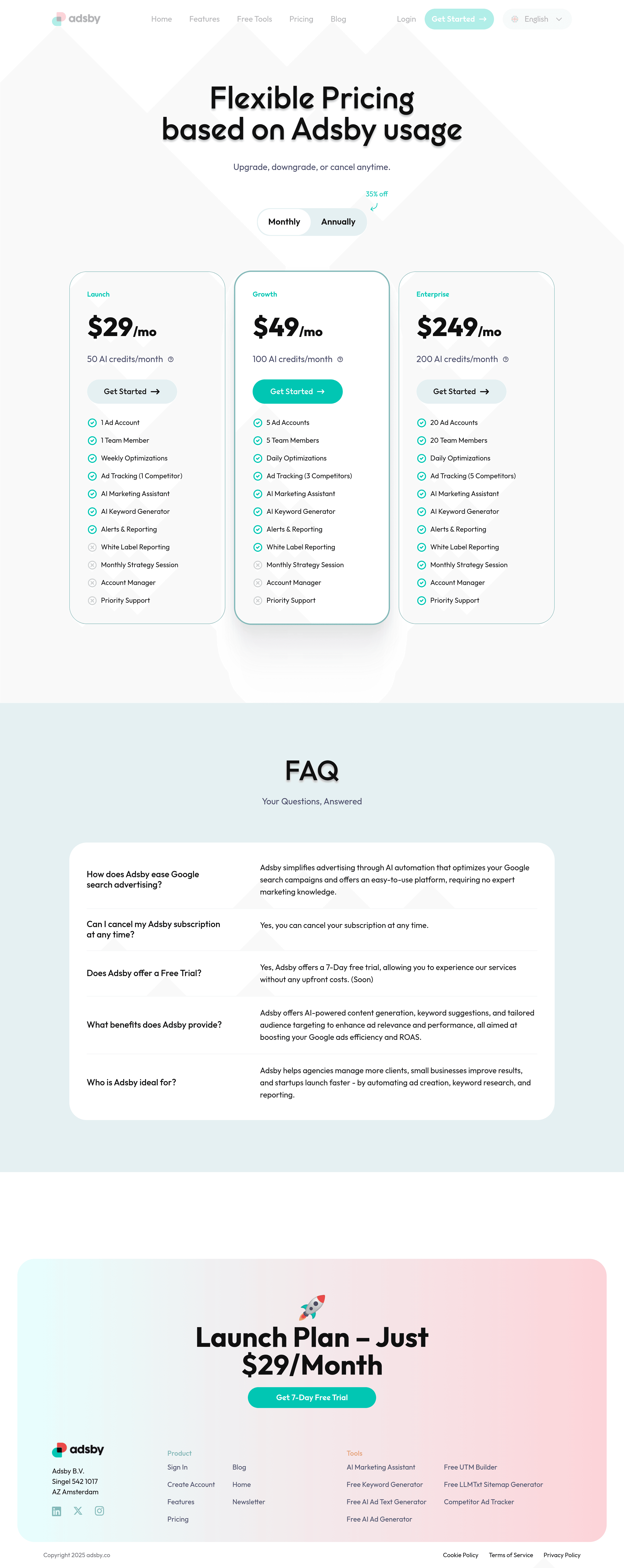 AMA pricing page screenshot