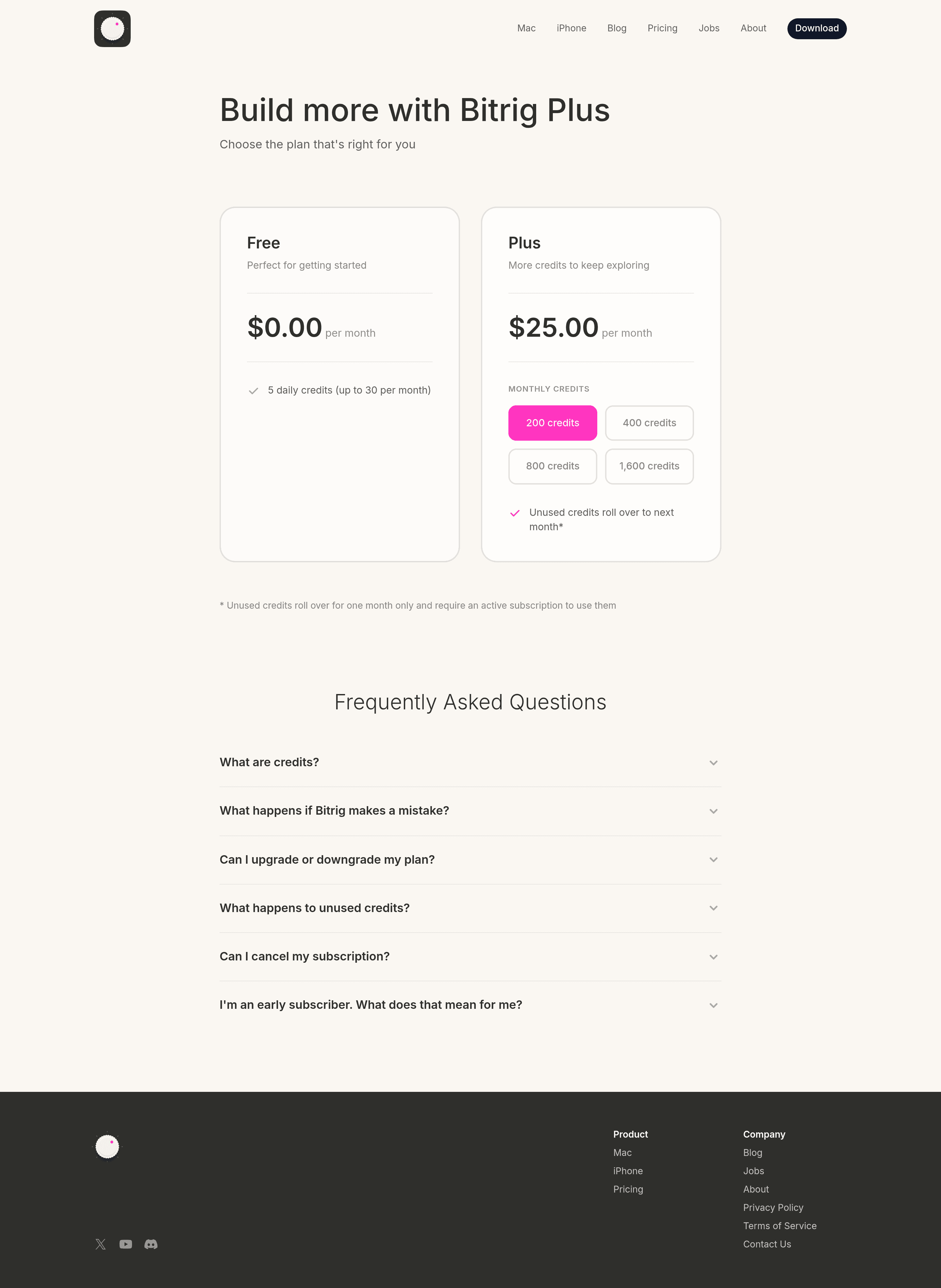 bitrig pricing page screenshot