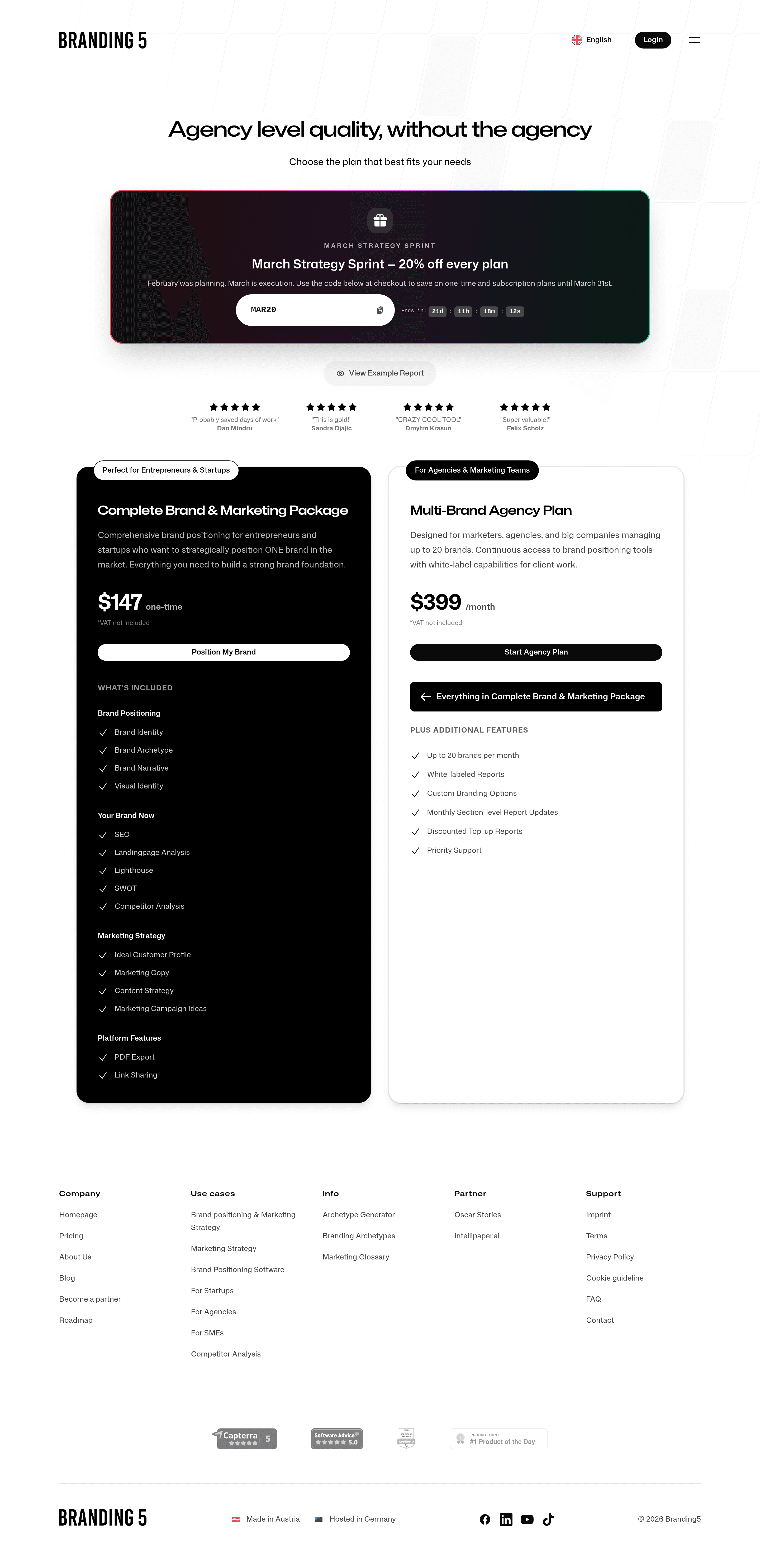 Competitor Analysis pricing page screenshot