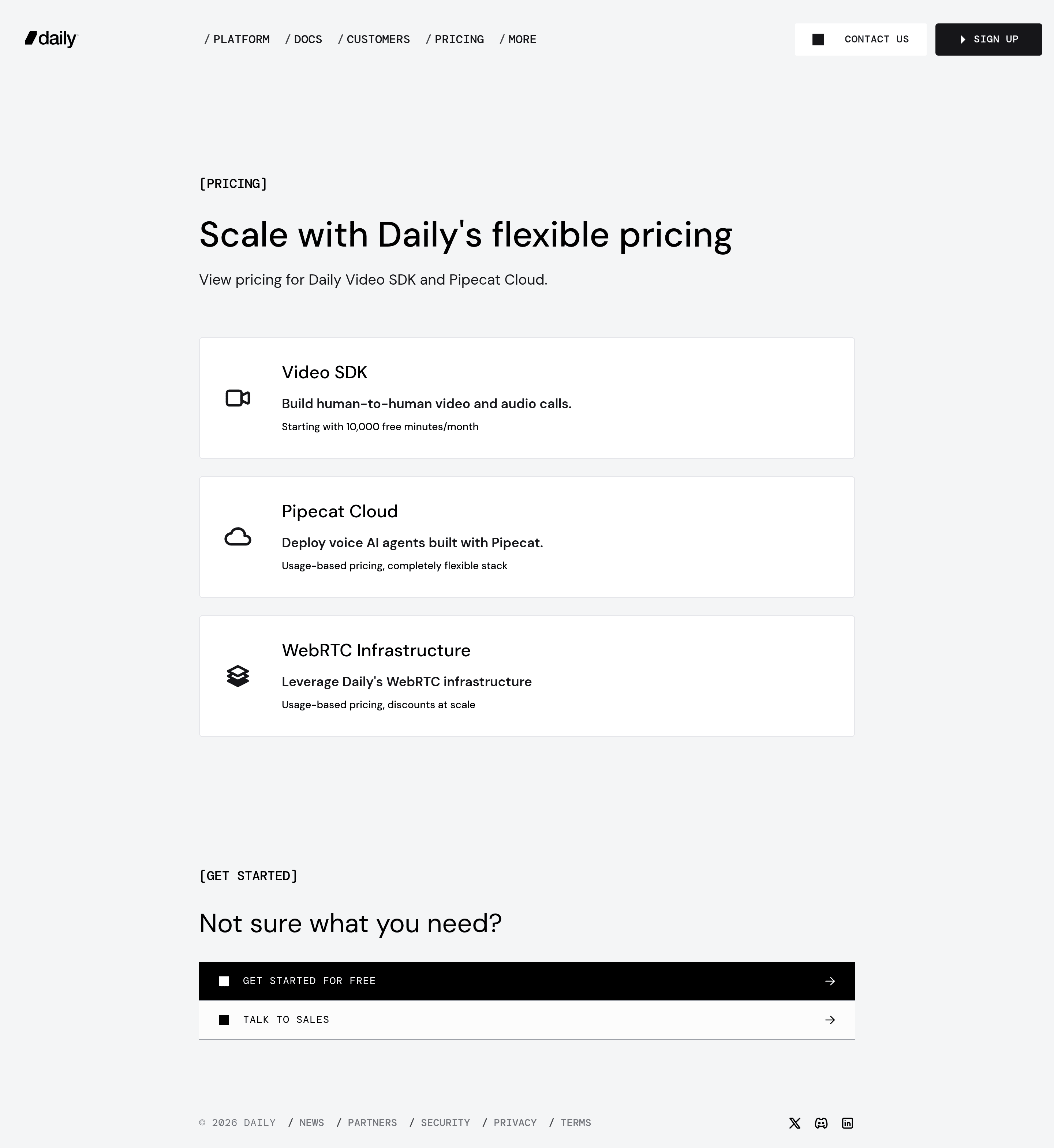 Daily pricing page screenshot