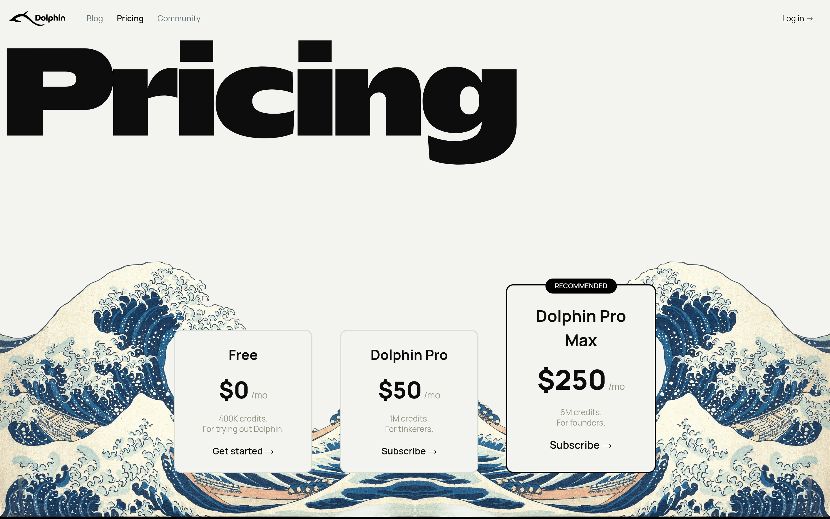 Dolphin pricing page screenshot