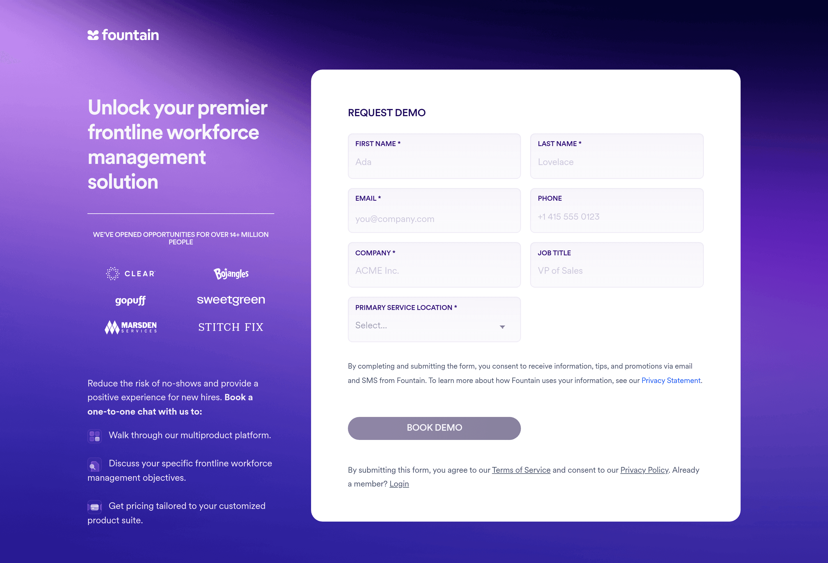 Fountain pricing page screenshot