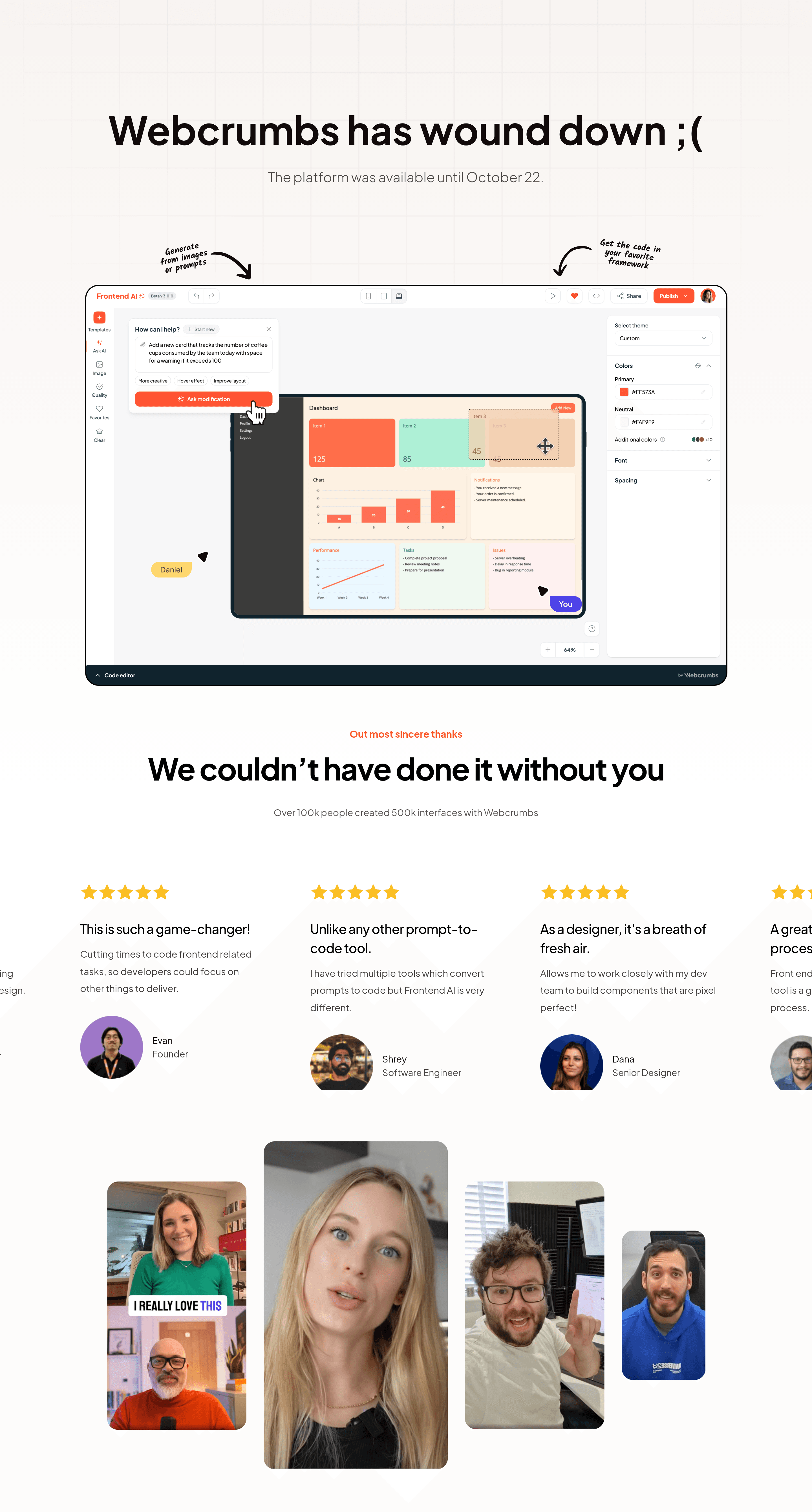 Frontend AI pricing page screenshot