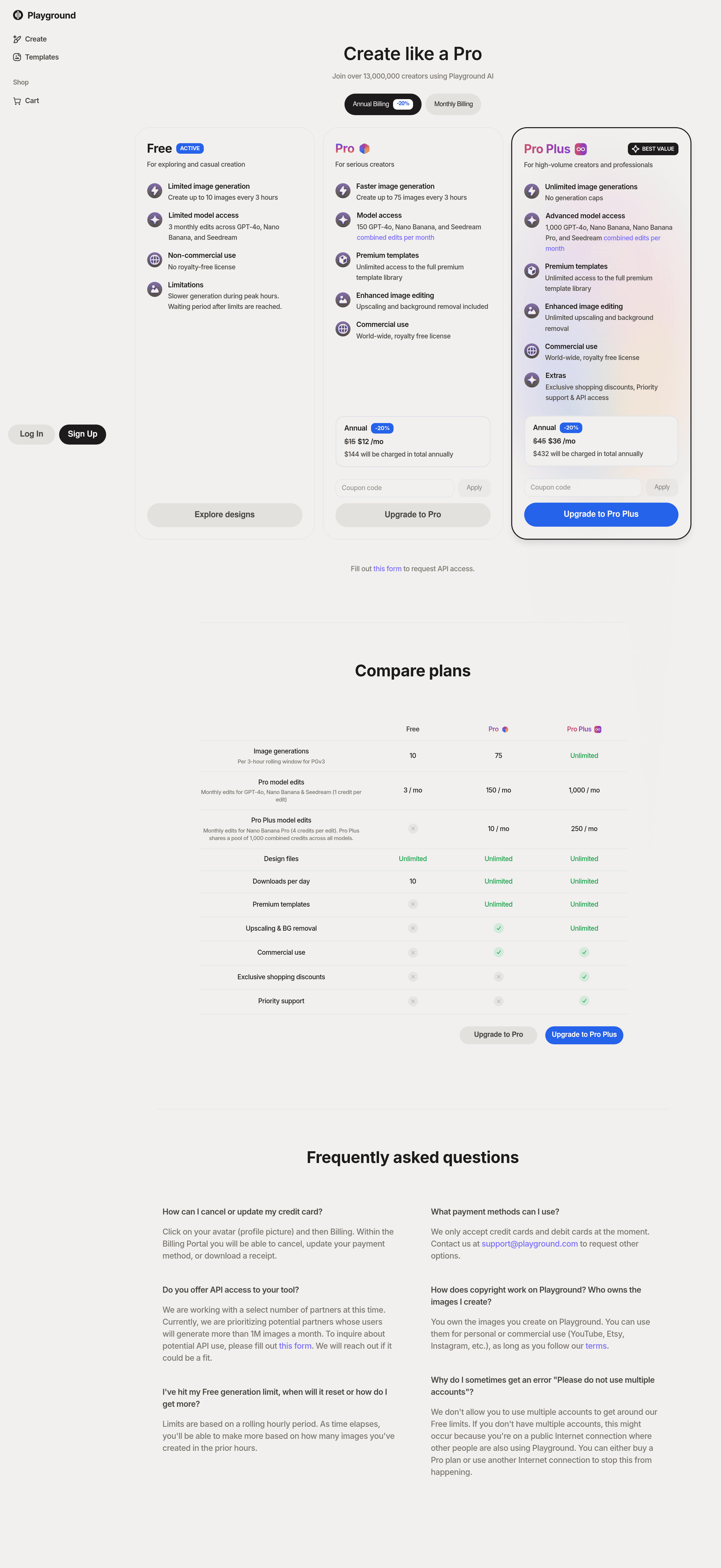Mighty pricing page screenshot
