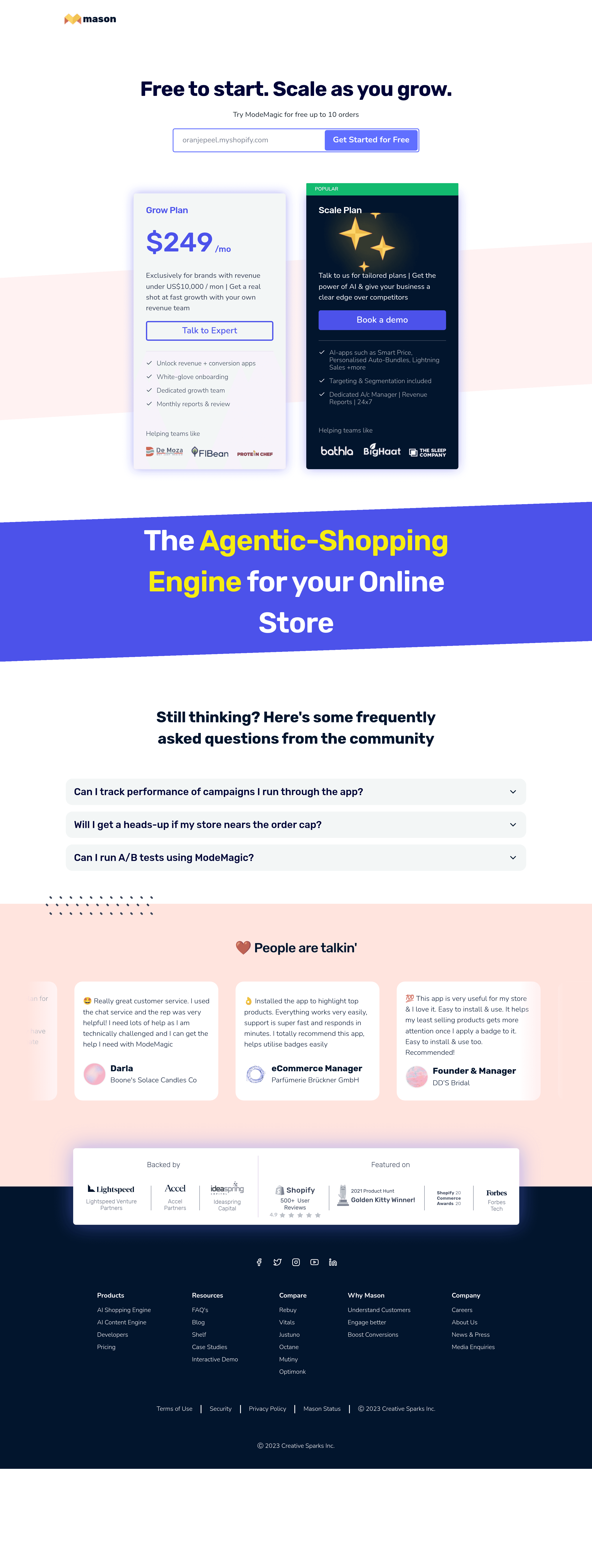 ModeMagic 2.0 pricing page screenshot