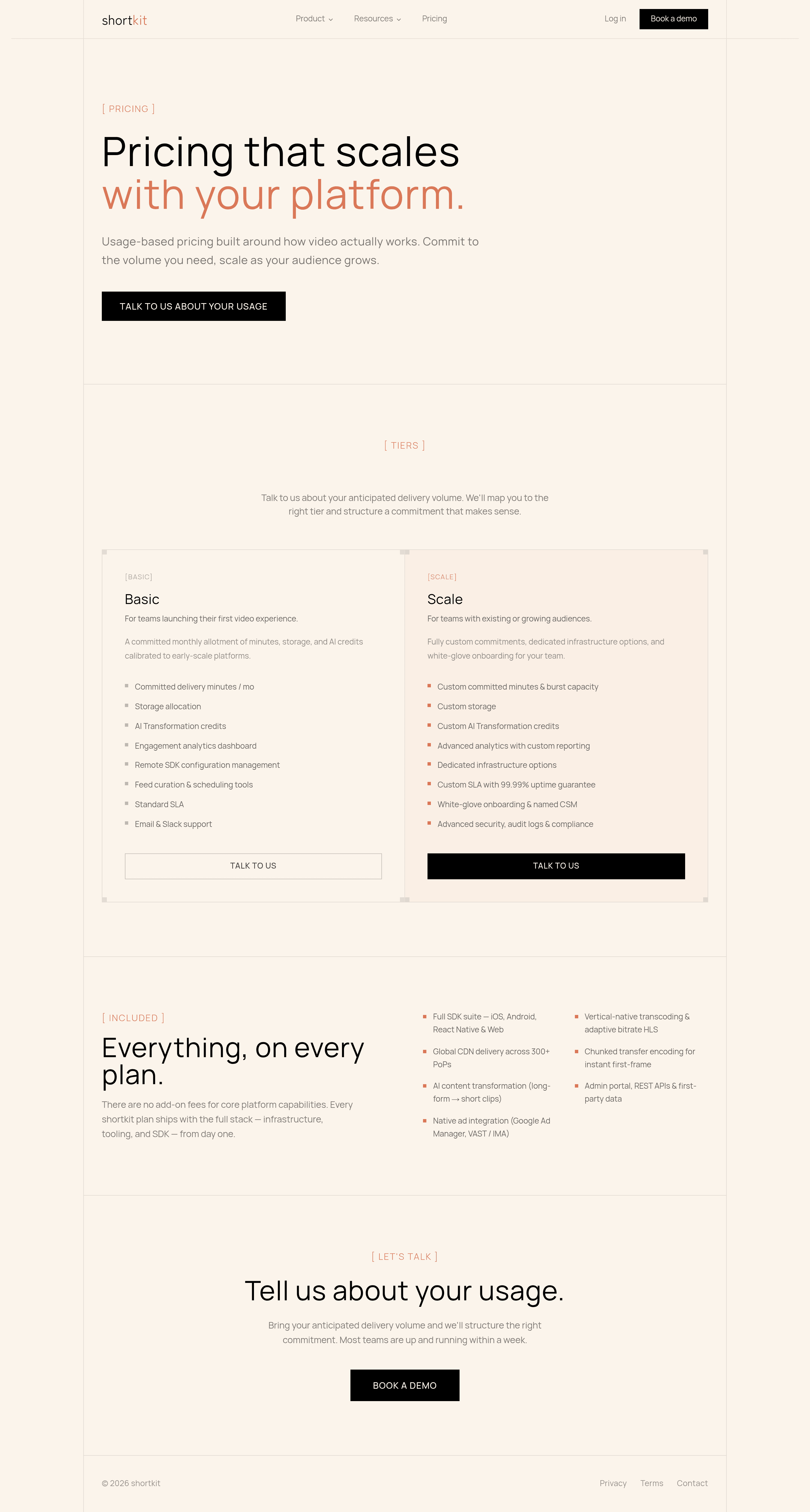 shortkit pricing page screenshot